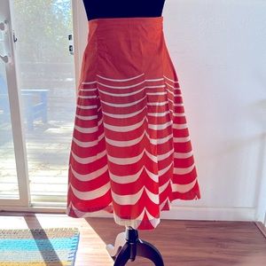 Boden Orange Mod Midi A-Line Skirt